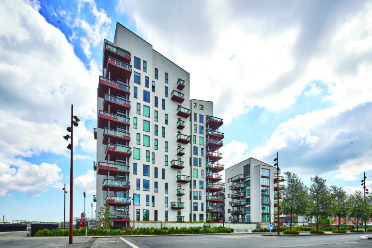 a modern condo building in denmark with nice view