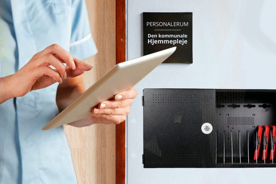 NoteBoxes fra LEBA Innovation monteret hos Hjemmeplejen Vest i Hvidovre Kommune.